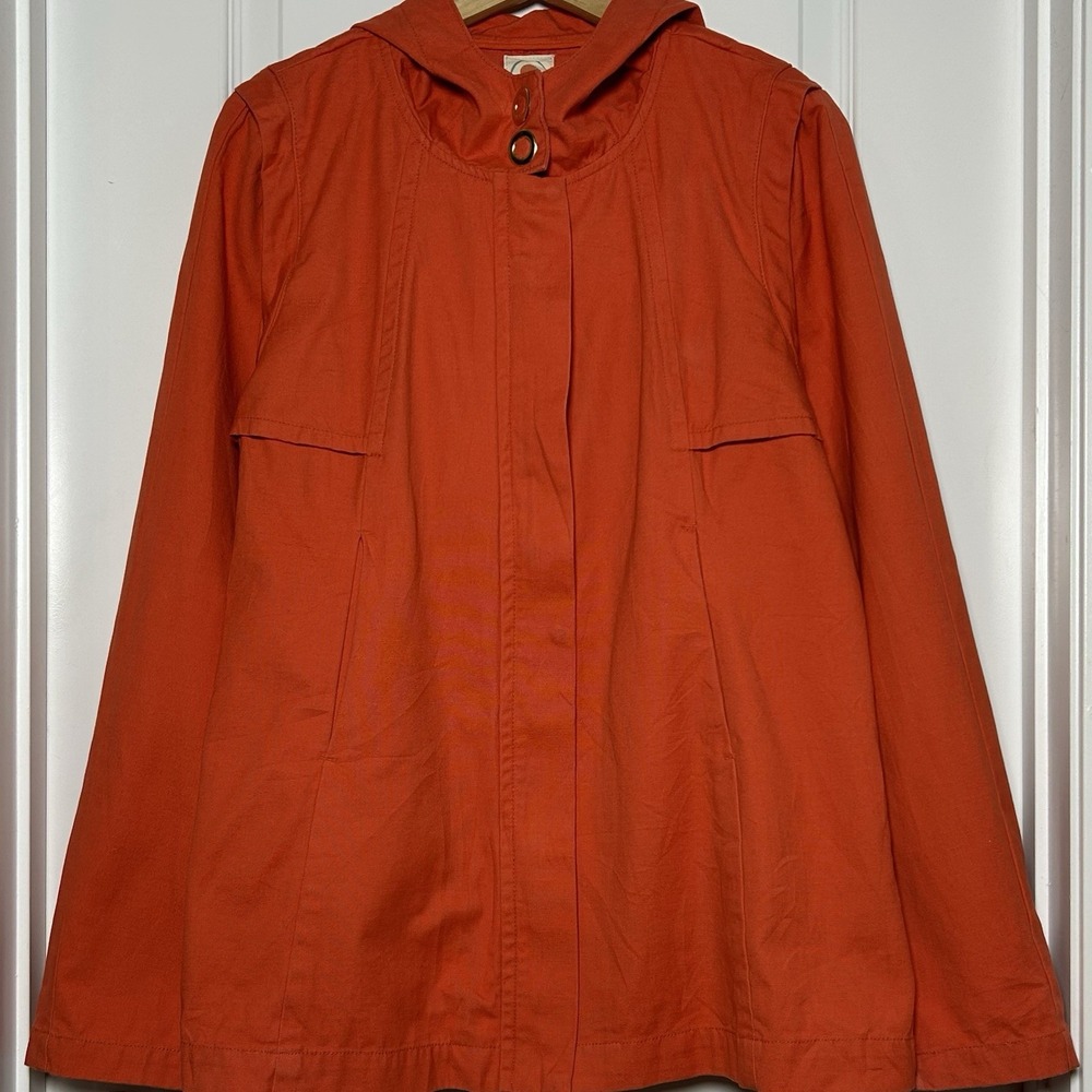 Tulle Anthropologie Vintage Y2K 2000s 100% Cotton Orange Full Zip Hooded Jacket